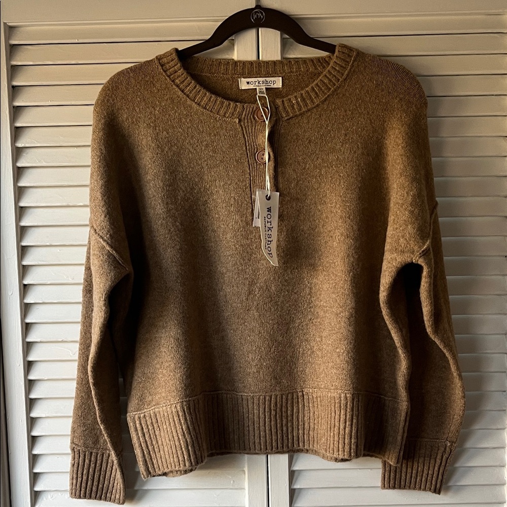 Workshop Republic Clothing Brown Crew Neck Sweater